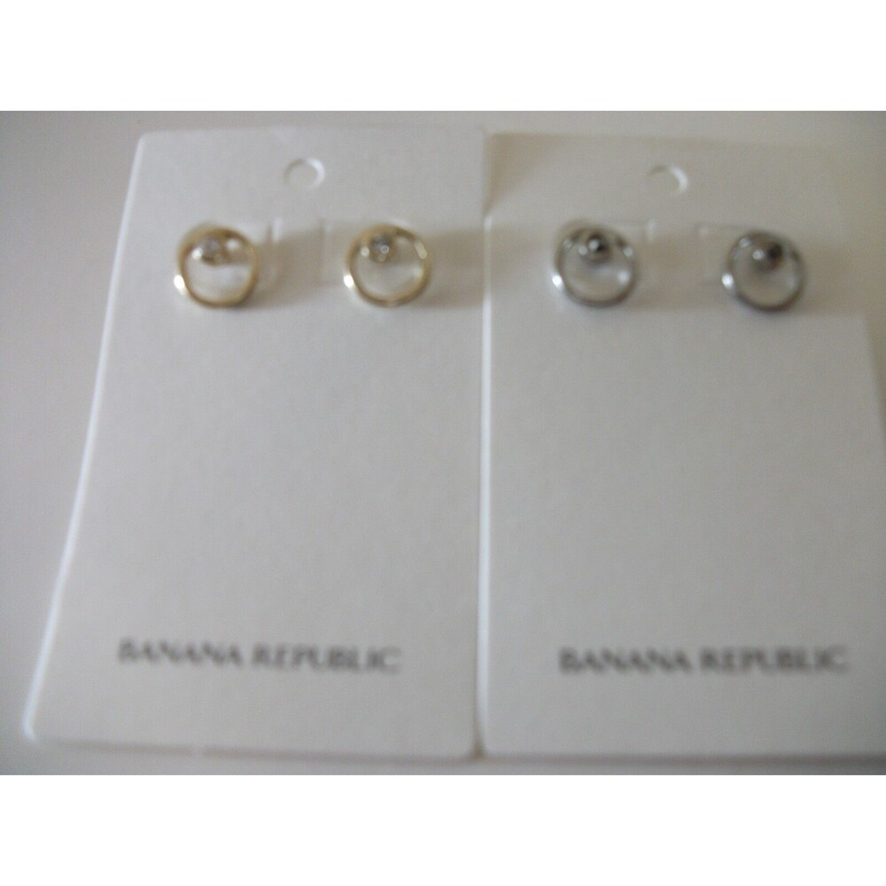 Banana Republic Circle Pave Earrings NWT 28 Each Set of 2 Gold & Silver